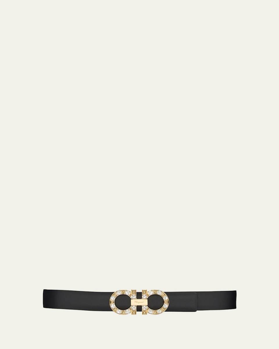 Gancini Crystal Leather Buckle Belt